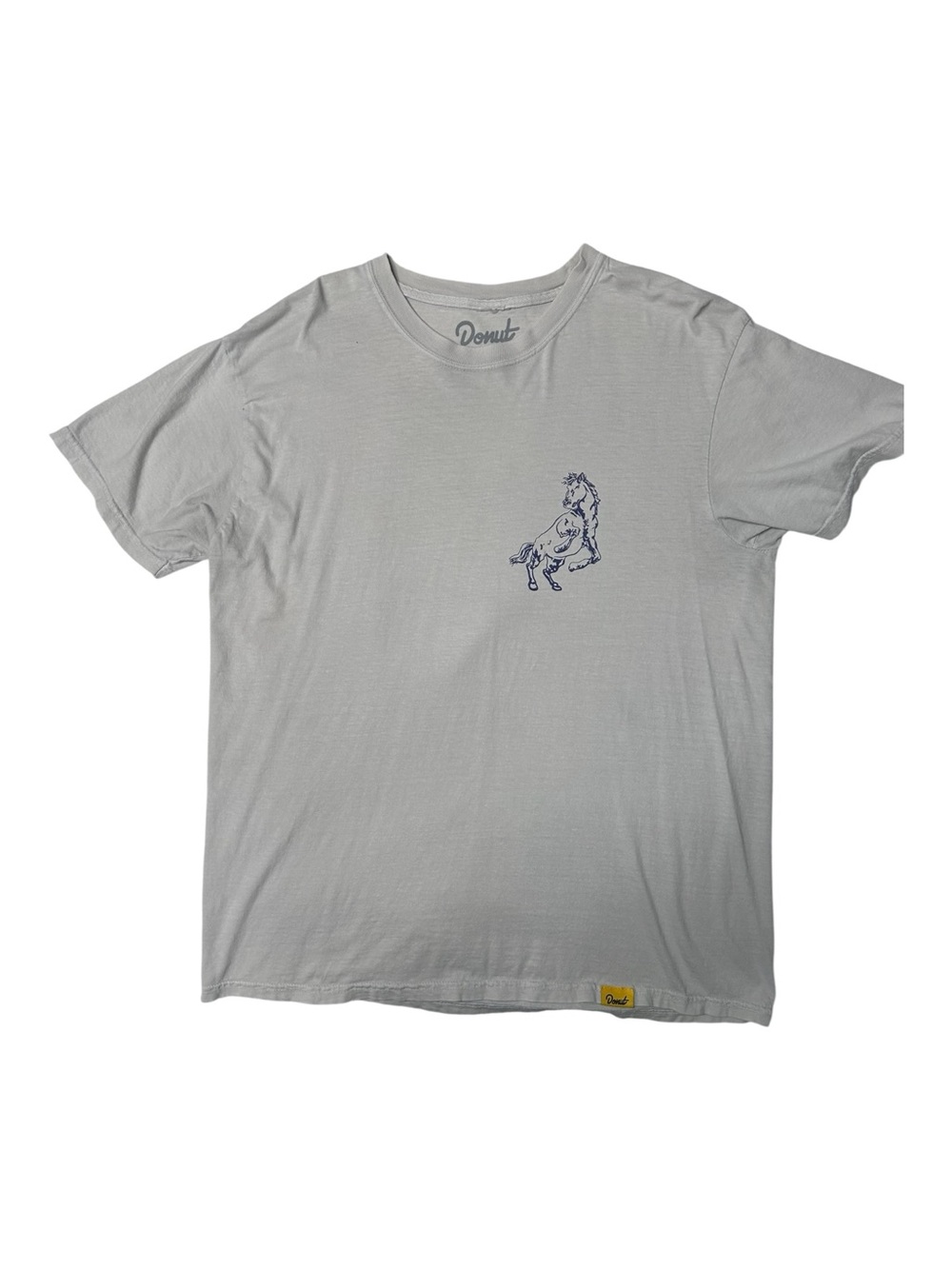 Men’s Light Gray Short Sleeve Tee with Small Navy Horse Graphic